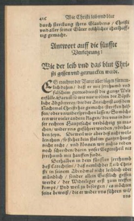 Antwort auff die fünffte Verkehrung: