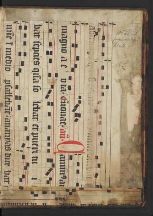 Fragment einer liturgischen Hs. (s. a. vorderer Spiegel und vorderes Vorsatzbl.)