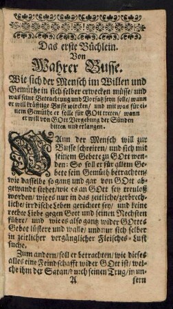 Das erste Büchlein. Von Wahrer Busse.
