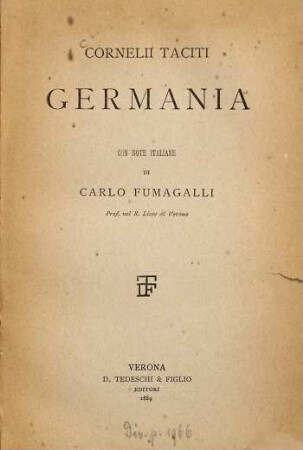 Germania con note italiane di Carlo Fumagalli