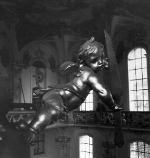 Kinderengel : Kinderengel. Holz, gschnitzt, gefaßt (1756/1757; J. A. Feuchtmayer). Birnau (Uhldingen-Mühlhofen), Wallfahrtskirche Sankt Marien, Galerie