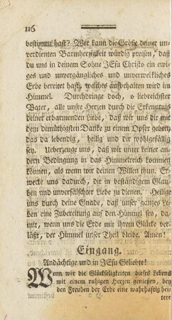 Eingang. Andächtige und Jesu Geliebte!