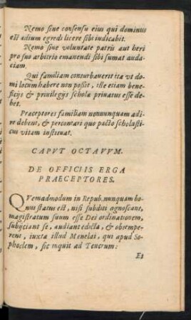 Caput Octavum. De Officiis Erga Praeceptores.