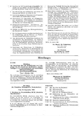 Mitteilung des Deutschen pädagogischen Zentralinstituts : vom 10. September 1965