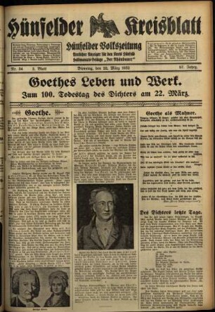 Zweite Ausgabe vom Dienstag, den 22. März 1932.