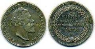 Tragbare Medaille auf den Reichstagsabgeordneten Wilhelm Liebknecht