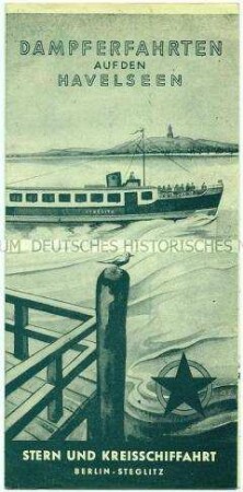 Werbeblatt mit Fahrplänen der Stern- und Kreisschifffahrt Berlin Steglitz für April-September 1951