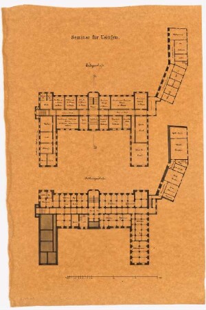 Lehrerseminar, Usingen: 2. Entwurf: Grundriss Keller, EG