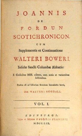 Joannis De Fordun Scotichronicon, 1