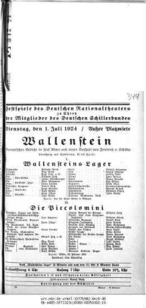 Wallenstein [Wallensteins Lager; Die Piccolomini]