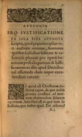 Apologia pro Justificatione ex sola fide