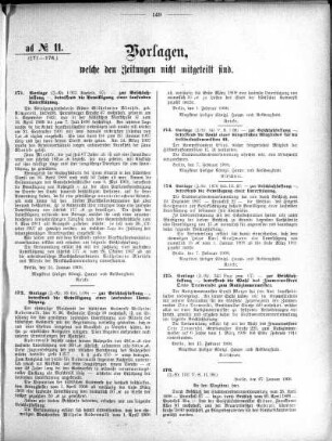 Anlage: ad No.11 (171-176.), Vorlagen, welche den Zeitungen nicht mitgeteilt sind