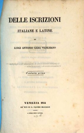 Delle iscrizioni italiane e latine, 1