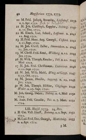 92-102, Magisterium 1773 - 1776