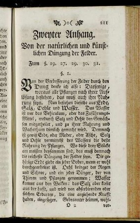 Zweyter Anhang. Von der natürlichen und künstlichen Düngung der Felder.