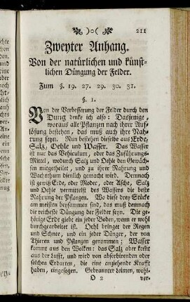 Zweyter Anhang. Von der natürlichen und künstlichen Düngung der Felder.