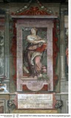 Szenen aus der Vita von Papst Paul III., Paul III. ernennt Kardinäle und verteilt Benefizien flankiert von den Personifikationen der Religio und der Benignitas, Religio