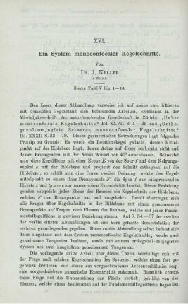 XVI. Ein System monoconfocaler Kegelschnitte.