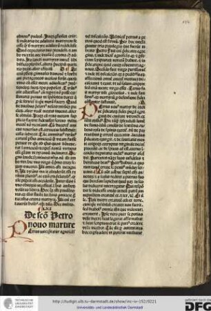 Petrus interpretatur agnoscens vel discalcians vel dicitur Petrus a petros quod est firmum...