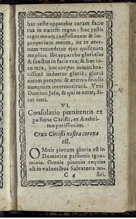 VI. Consolatio poenitentis ex passione Christi, ex Anshelmo potissimum