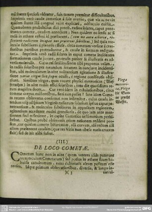(III.) De Loco Cometae