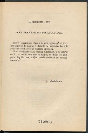 [Dedicatoria] A Don Maximino Fernandez