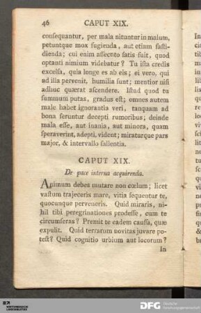 Caput XIX. De pace interna acquirenda