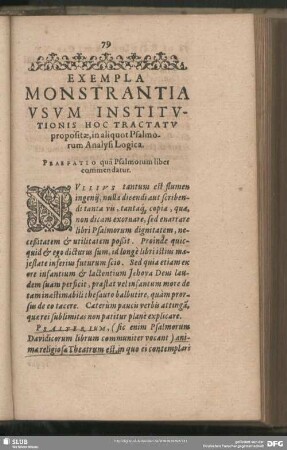 Exempla Monstrantia Usum Institutionis Hoc Tractatu propositae, in aliquot Psalmorum Analysi Logica