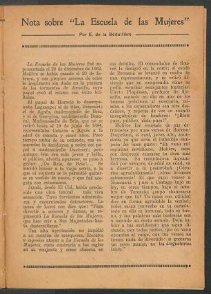 Nota sobre "La escuela de las mujeres"