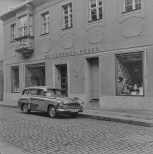Hebers Hausfront- und Belegschrift, Bettenhaus Heber : Bautzen. Bettenhaus Heber, Wendische Straße 9. Straßenansicht