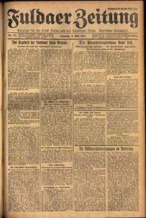 Ausgabe vom Samstag, den 21. Mai 1927.