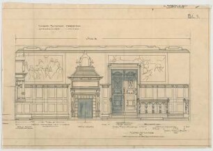 Thiersch, Friedrich von; Münsing / Starnberger See (Bayern); Schloss Seeburg, Umbau - Wanddekoration im Speisezimmer (Ansicht)
