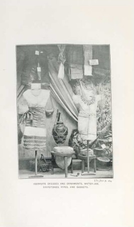 Igorrote dresses and ornaments, water-jar, dripsotnes, pipes, and baskets