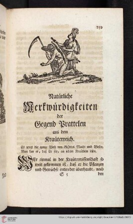 Natürliche Merkwürdigkeiten der Gegend Pratellen aus dem Kräuterreich.