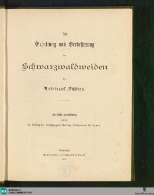 [Hauptbd.]: ... im Amtsbezirk Schönau
