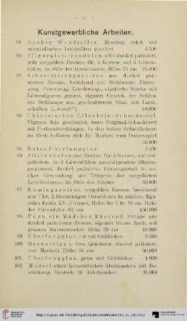 Kunstgewerbliche Arbeiten (Nr. 91-125)