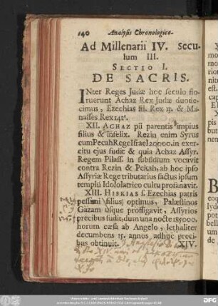 Sectio I. De Sacris.