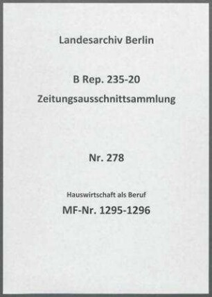 Hauswirtschaft als Beruf