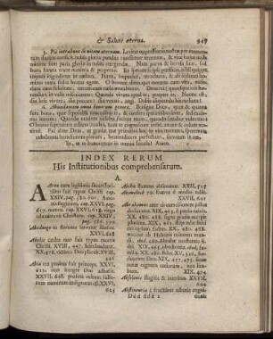 Index Rerum His Institutionibus comprehensarum.