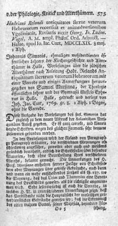 Vorlesungen über die jüdischen Alterthümer.