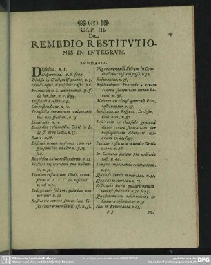 Cap. III. De Remedio Restitutionis In Integrum