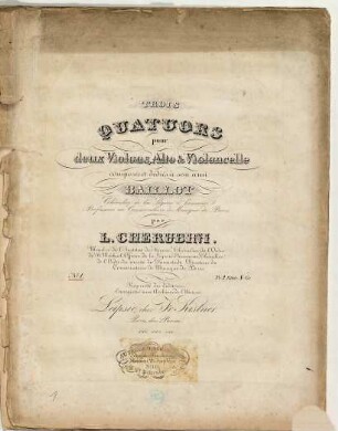 Trois quatuors : pour 2 violons, alto & violoncelle, 1