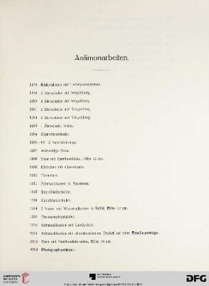Antimonarbeiten (Nr. 1198-1227)