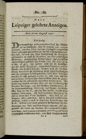 No. 68. Den 26ten August 1791.
