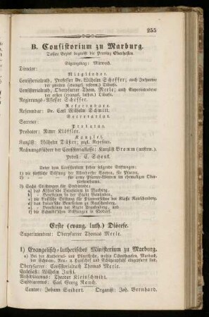 B. Consistorium zu Marburg.
