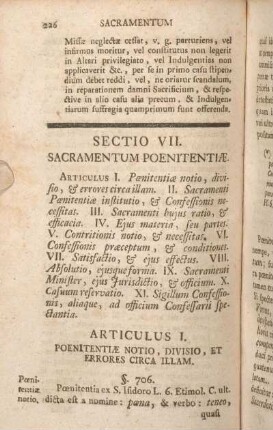 Sectio VII. Sacramentum Poenitentiae.