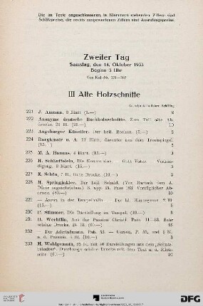 III. Alte Holzschnitte (Nr. 221-235)