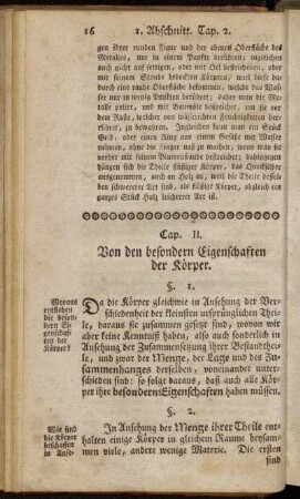 Cap. II. Von den besondern Eigenschaften der Körper.