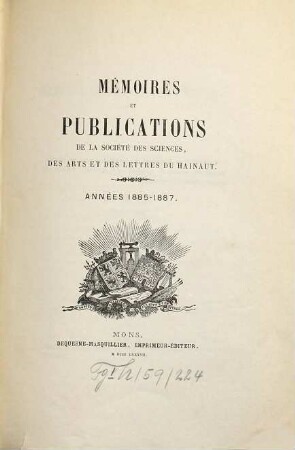 Mémoires et publications. 9. 1885/87 (1887)