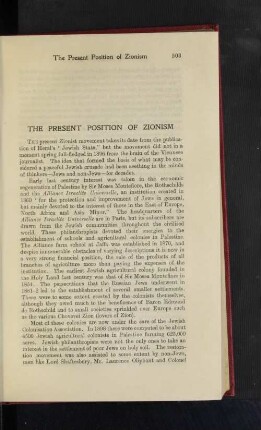 The Present Position of Zionism.